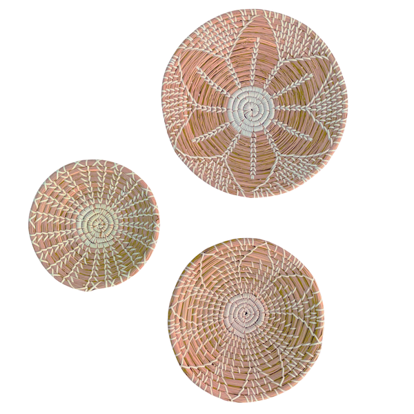 3 Piece Hand Woven Bamboo Seagrass Wall Decor Basket