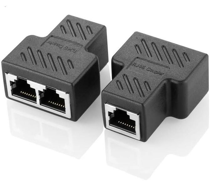 ML RJ45 Splitter Adapter 1 To 2 Ethernet Coupler For Cat5, Cat6 - Pack Of 2
