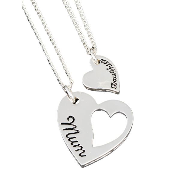 Equilibrium Silver Plated Pendant interlinking Necklace Set Mum &amp; Daughter