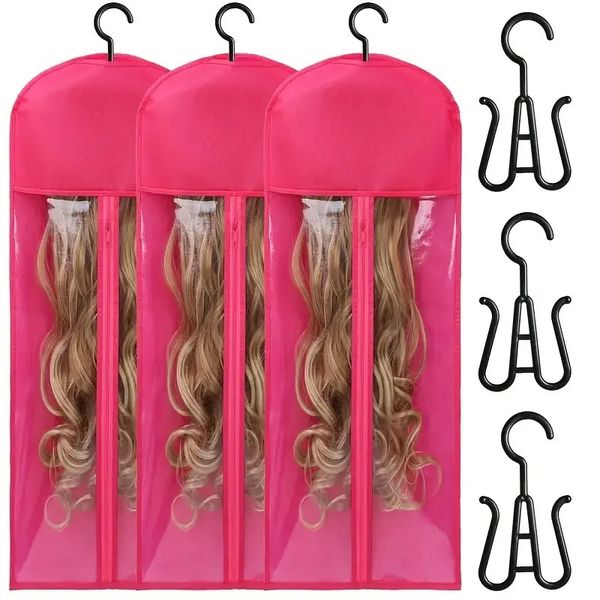 3 Piece Wig Storage Bags with Hanger