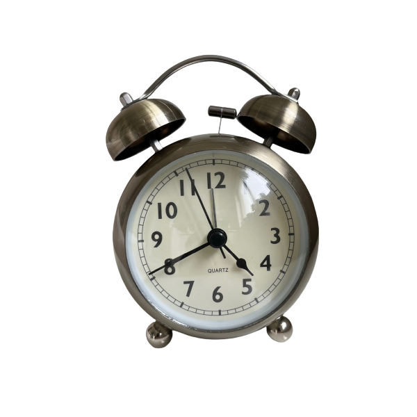 Quartz Metallic Brass Twin Bell Alarm Clock with Light 13cm