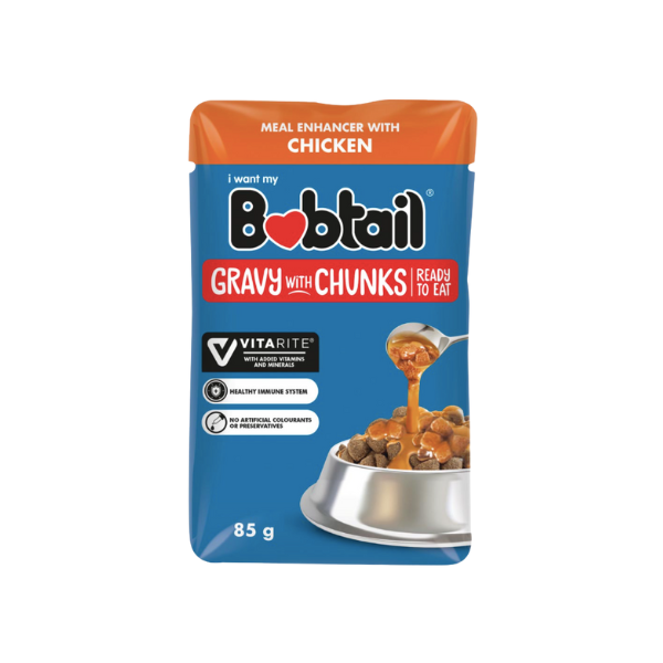 Bobtail- Chicken Flavour Gravy With Chunks Meal Enhancer 85g x 24
