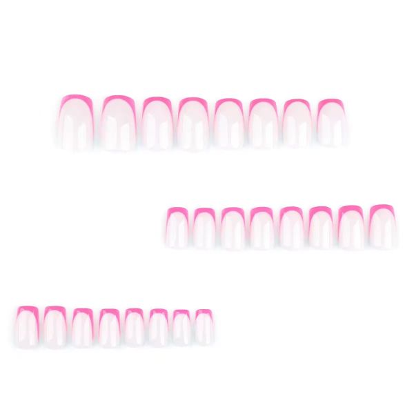 Minimalist French Style Fuchsia Short False Nails