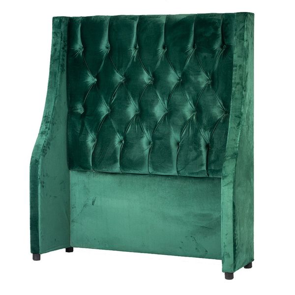 Lifestyle Winged Deep Button Headboard - Emerald Green - Velvet
