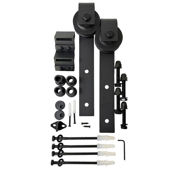 Trojan 100kg Black Top Hung Barn Door Slider Kit
