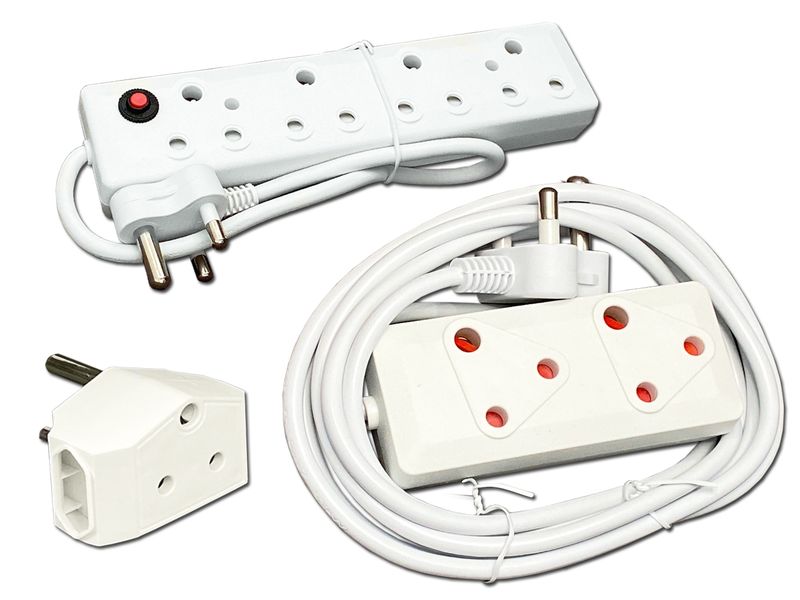 Everlotus Extension Cord 3M Bundle With 4 Way Red Multiplug And 1 Adapter