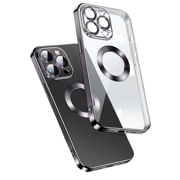 ZarDash Clear Shockproof Magnetic iPhone Case - iPhone 15 Plus - Gold Trims
