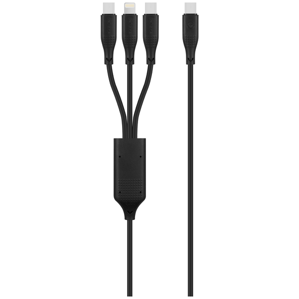 Volkao Nova Series Certified USB-A to 2 USB-C and lightning cable - Black