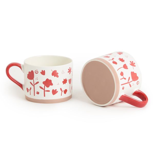 George &amp; Mason - 2 Pack Nordic Rouge Leaves Mugs