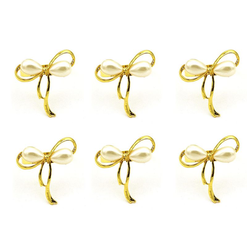 Set of 6 Gold and Pearl Bow Napkin Rings Buy Online in South Africa