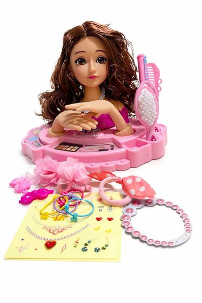 Kids Makeup &amp; Hairstyling Pretend Play Doll Set