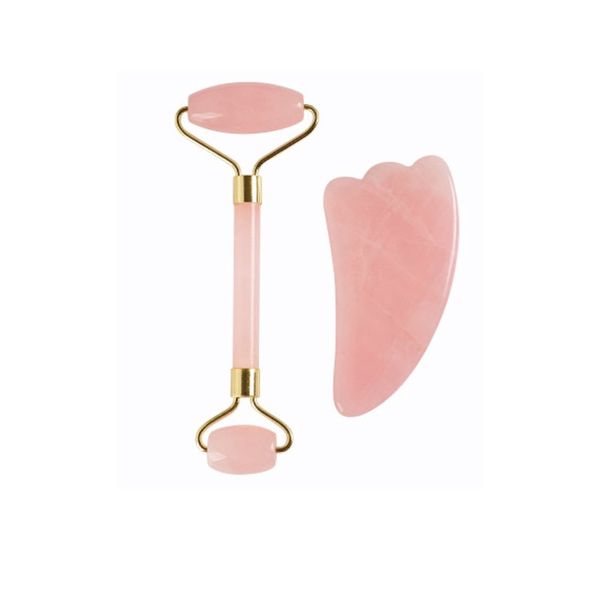 Jade stone Roller Set Crystal Pink 2 set