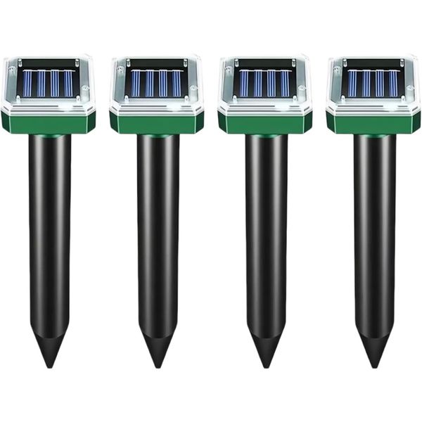 Mole Repellent Solar Powered for Lawns 4 Pack Gopher Repellent Ultrasonic