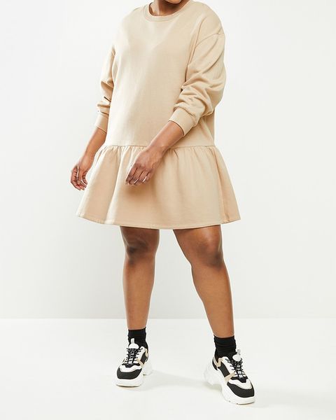 Women's Blake Fleece Drop Waist Mini Dress- Latte