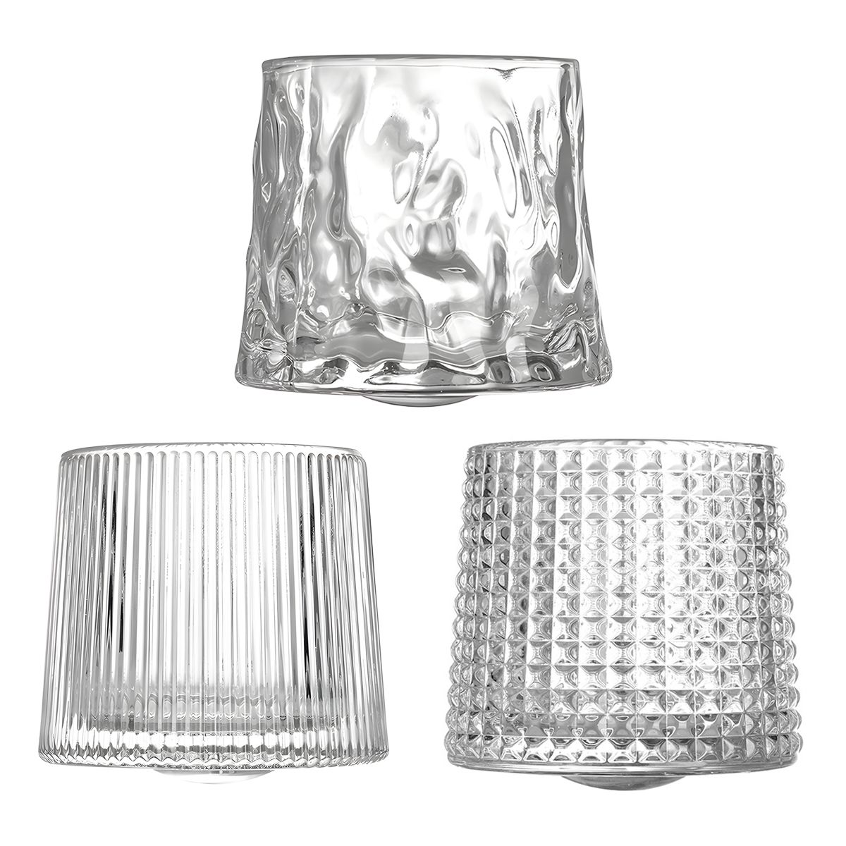 Rotation Whiskey Glasses Set Fluted Glassware Striped Diamond - 3 Pack ...