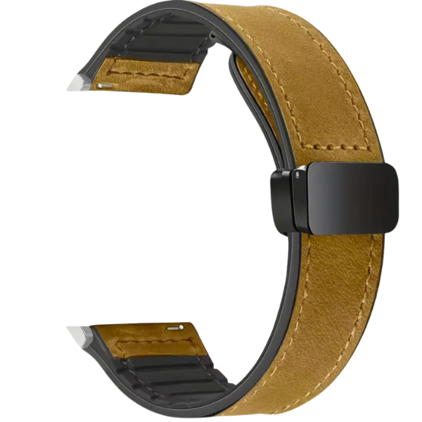 Faux Leather Silicone Strap Compatible with Huawei GT4 (46mm) - Light Brown