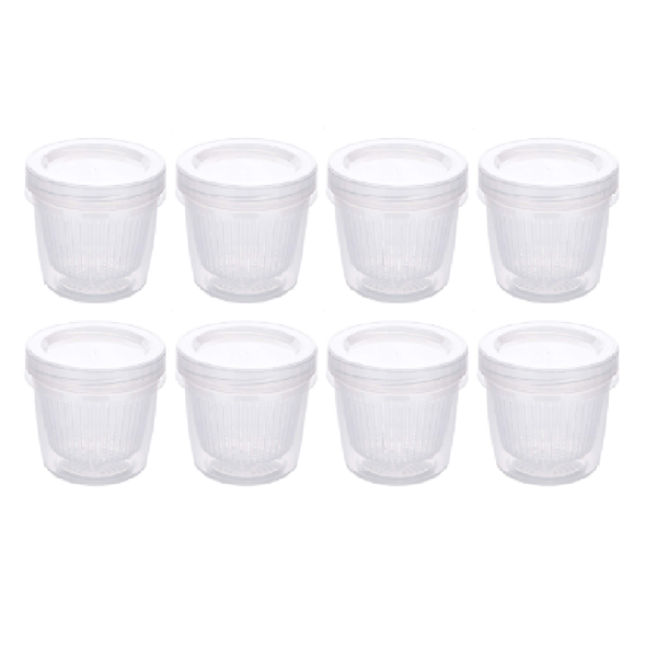 8 Piece Fresh Keeping Food Dispenser with Lid and Drain - Transparent