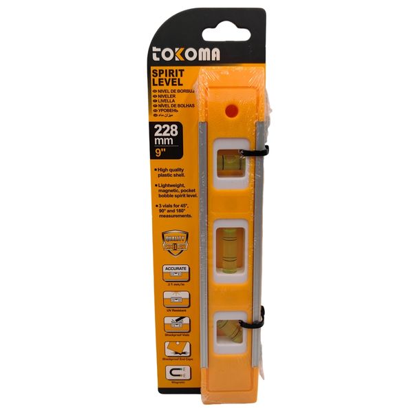 Tokoma 228mm 9'' Spirit Level with Magnetic Base