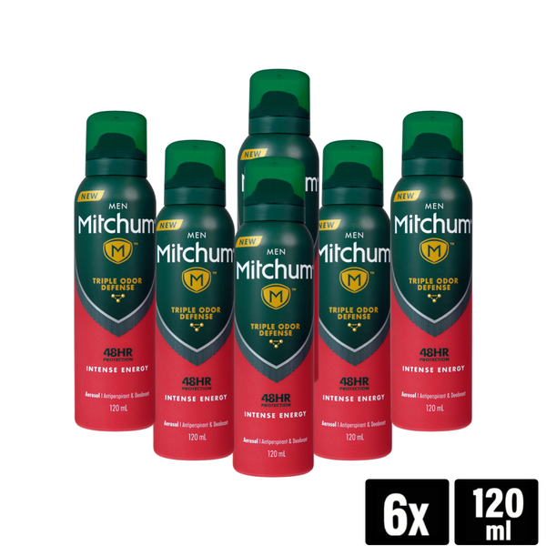 Mitchum Aerosol Deodorant Spray Intense Energy 120ml x 6 Pack