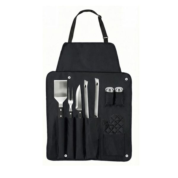 8-piece Braai/Grill Tool BBQ Utensil Accessories with Apron Glove Shaker