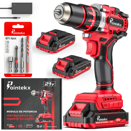 POINTEKX 40NM Cordless Drill Brushless Impact Drill Set