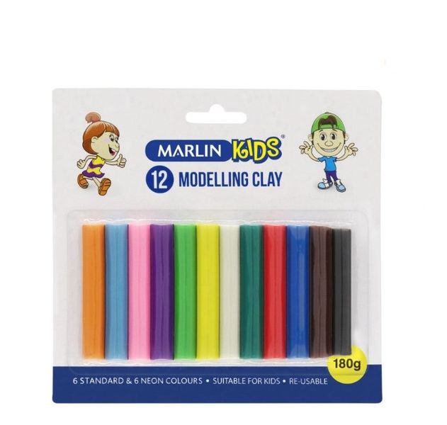 Marlin Kids - Set Of 12 Colour Modelling Clay 180g (Pack Of 12)