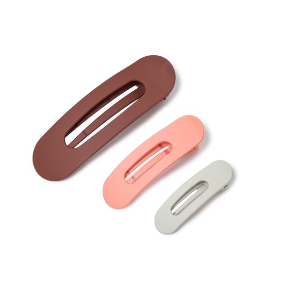 Mhle Flat Lay Claw Clip Set | 3 Set | Matte Neutral Tones | Oval Hair Clip