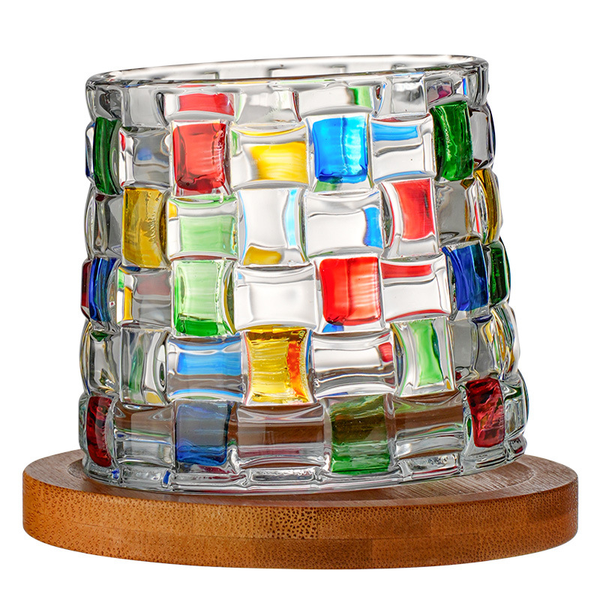 4-Pack Rotating wine glass Glasses Gift Set Colorful Crystal Tumblers with