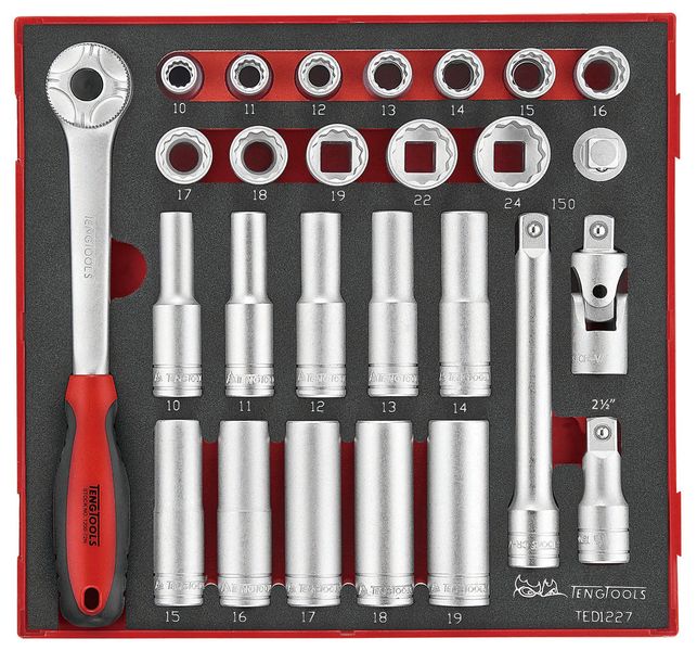 TengTools - 27 Piece 1/2" Drive Socket Set in EVA - TED1227