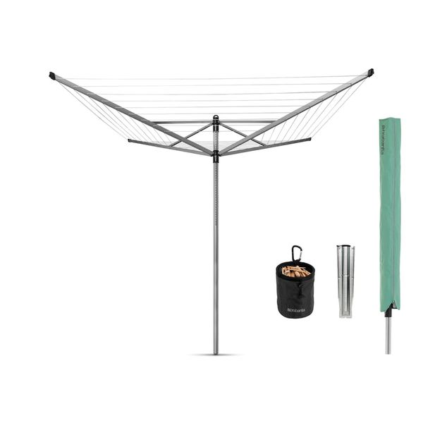 Rotary Lift-O-Matic 50m Clothesline with Spike, 45mm Pole, Cover and Pegs