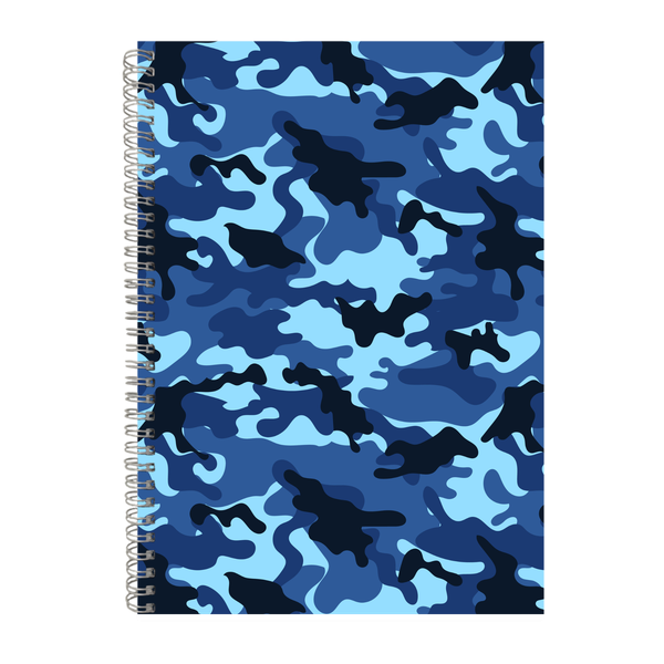 Blue Camo A4 Notebook Pad with Lines Lovers Trendy Graphic Present 031