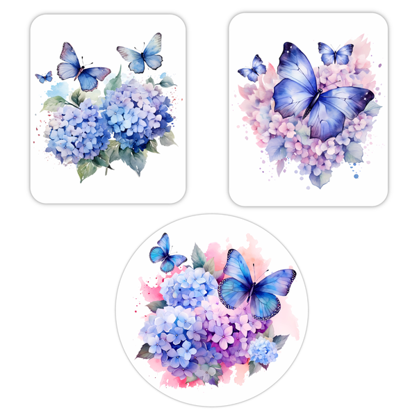 TrendSpire Butterflies on Hydrangeas Watercolour Vinyl Stickers (Colour)
