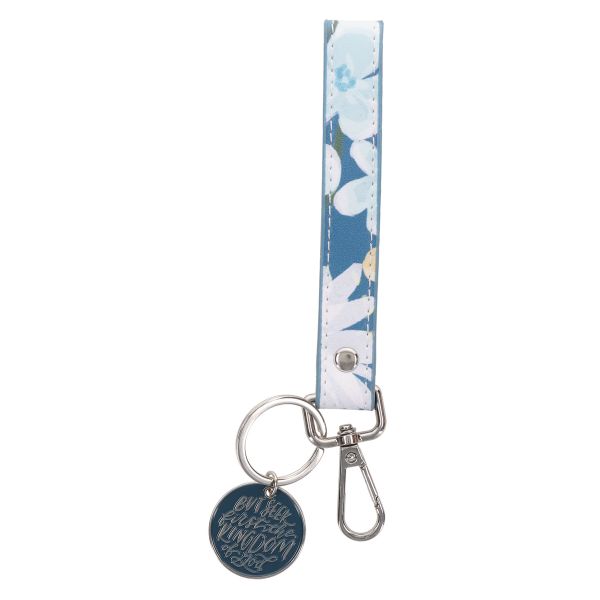 Key Ring - But Seek First the Kingdom of God, Faux Leather with Metal Charm