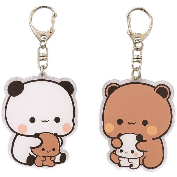 Big Bear and Little Bear Keychain Set - Brown & White - 2 Piece