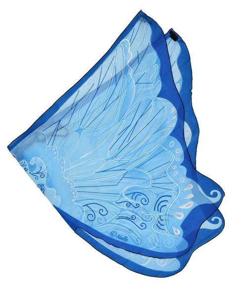 Dreamy Dress Up Fanciful Fabric Fairy Wings Blue with Glitter