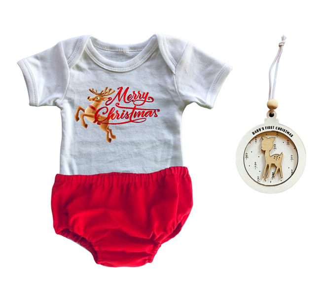 My First Christmas outfit &amp; Bauble-Nappy Cover, Vest &amp; Bauble