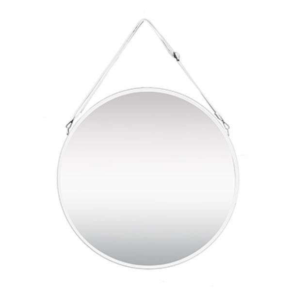 Round Mirror with an Oval Leather Strap White Shop Today. Get it