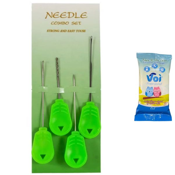 Boilie and Bait needle set with Fishing Wipes