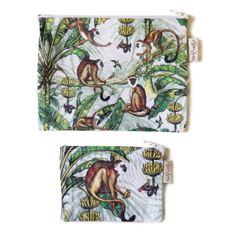 2 Piece Vintage Monkey Handbag Organiser/Fabric Money Pouch Set Shop