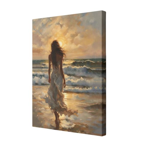 Framed Mounted Canvas. Sunset Beach image