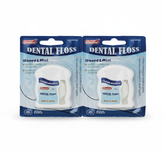 Tooth Dental Floss with Menthol - 50m Nylon Dental Floss - 2 Pack