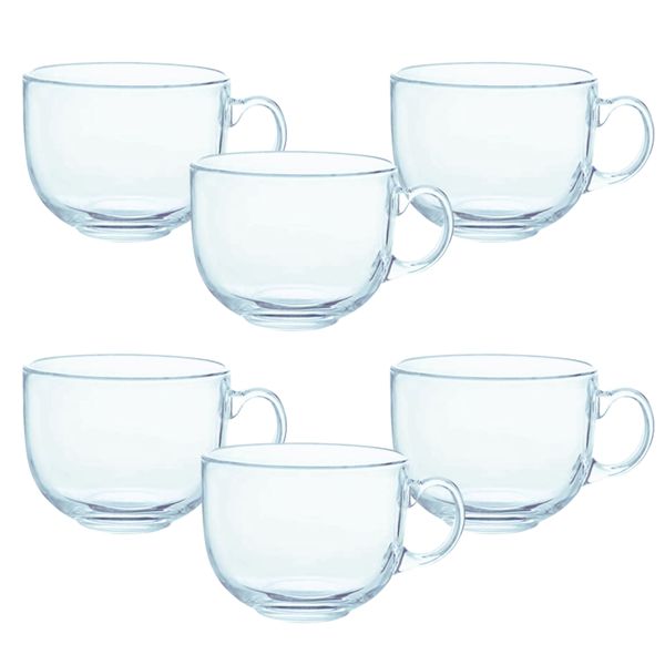 Glass Hot or Cold Beverage or Dessert Mug - Pack of Six - 400ml