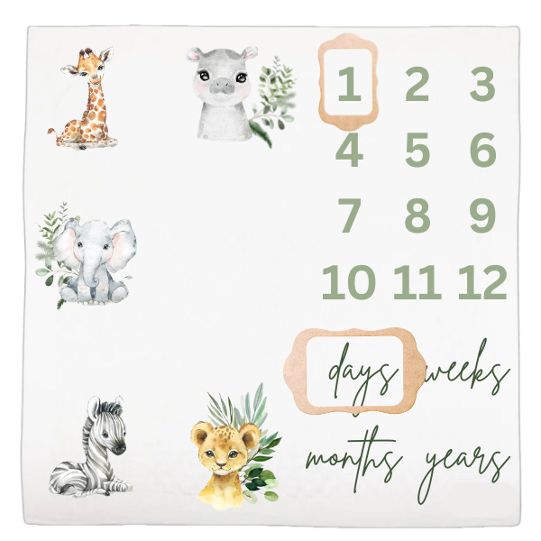 Baby Milestone Blanket Soft Memory Blanket-Neutral Wild One
