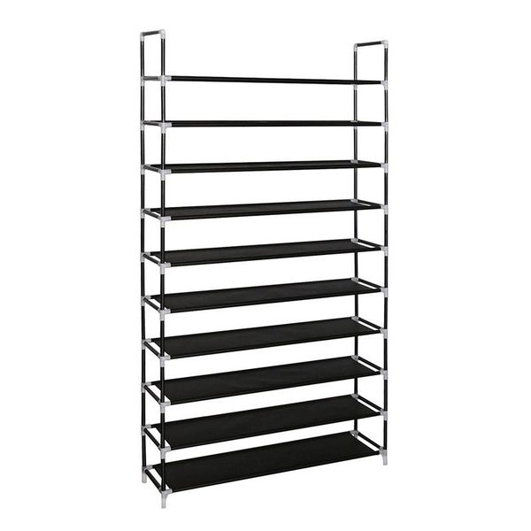 10 Tier Durable Organizer Shoe Storage Rack for 50 Pairs - Black