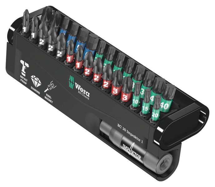 Wera (BC IMPAKTOR/30 BIT-CHECK) Bit Set, Impaktor, 25mm Drive, 30 Piece