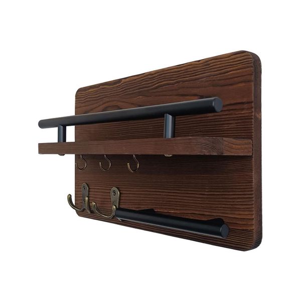 Wall Mounted Mail &amp; Key Holder Coat &amp; Hat Racks with Hanging Hooks