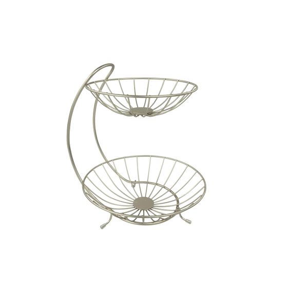 Metal 2 Tier Wire Candy Fruit Vegetable Holder Storage Basket-33x27x27cm