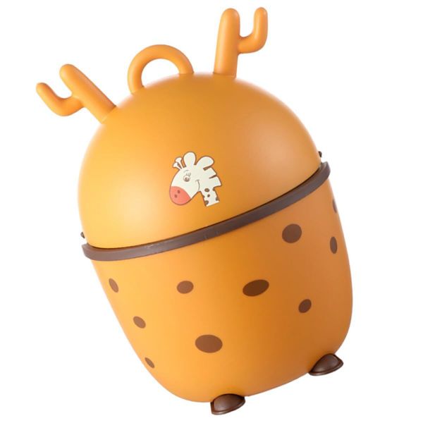 Orange Push-top Mini Desktop Trash Can with Lid for Office, Dorm, Kitchen