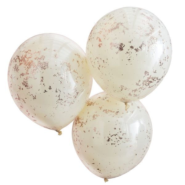 Mix It Up - Double Layered Cream &amp; Rose Gold Confetti Balloons