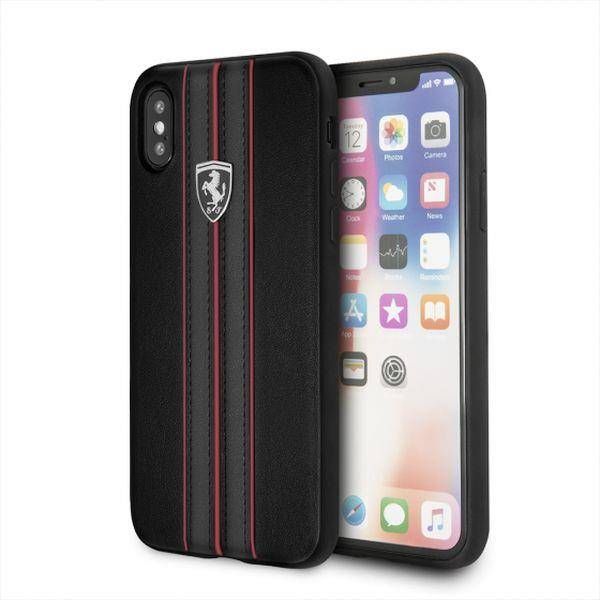 Ferrari Urban - Off Track PU Leather Hard Case Blk Logo for Apple iPhone X